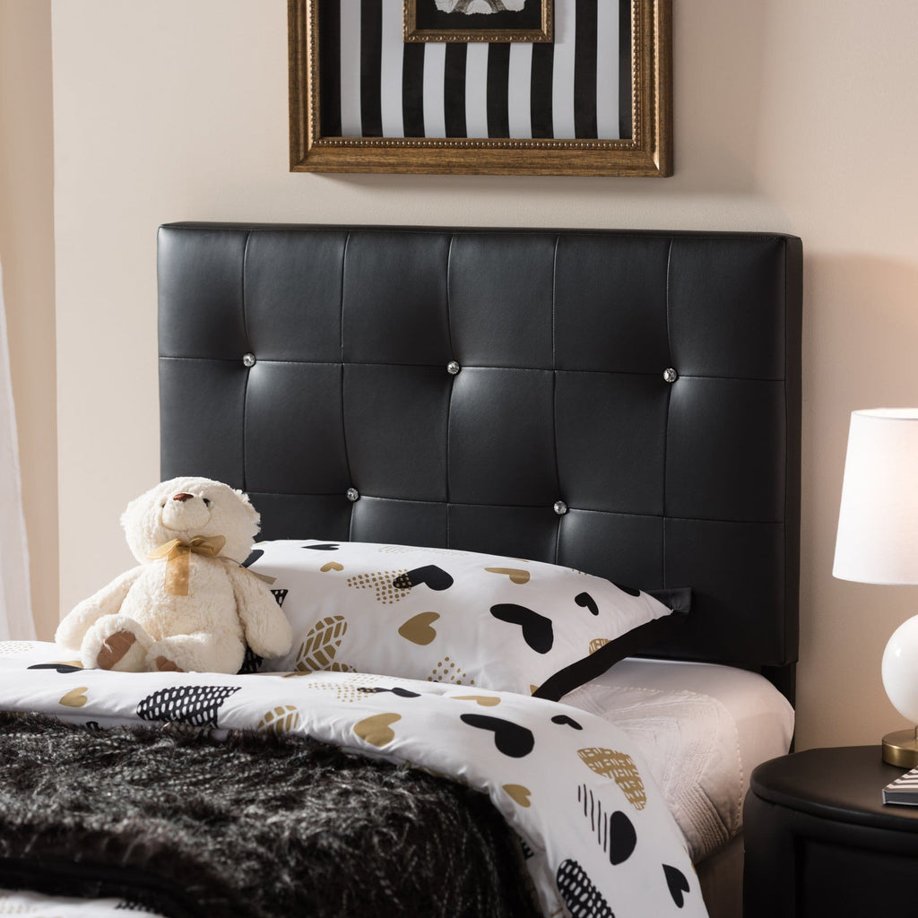 Baxton Studio Kirchem Modern and Contemporary Black Faux Leather Upholstered Twin Size Headboard - Kids Room Furniture