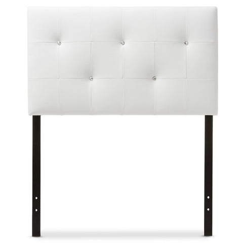 Baxton Studio Kirchem Modern and Contemporary White Faux Leather Upholstered Twin Size Headboard - Kids Room Furniture