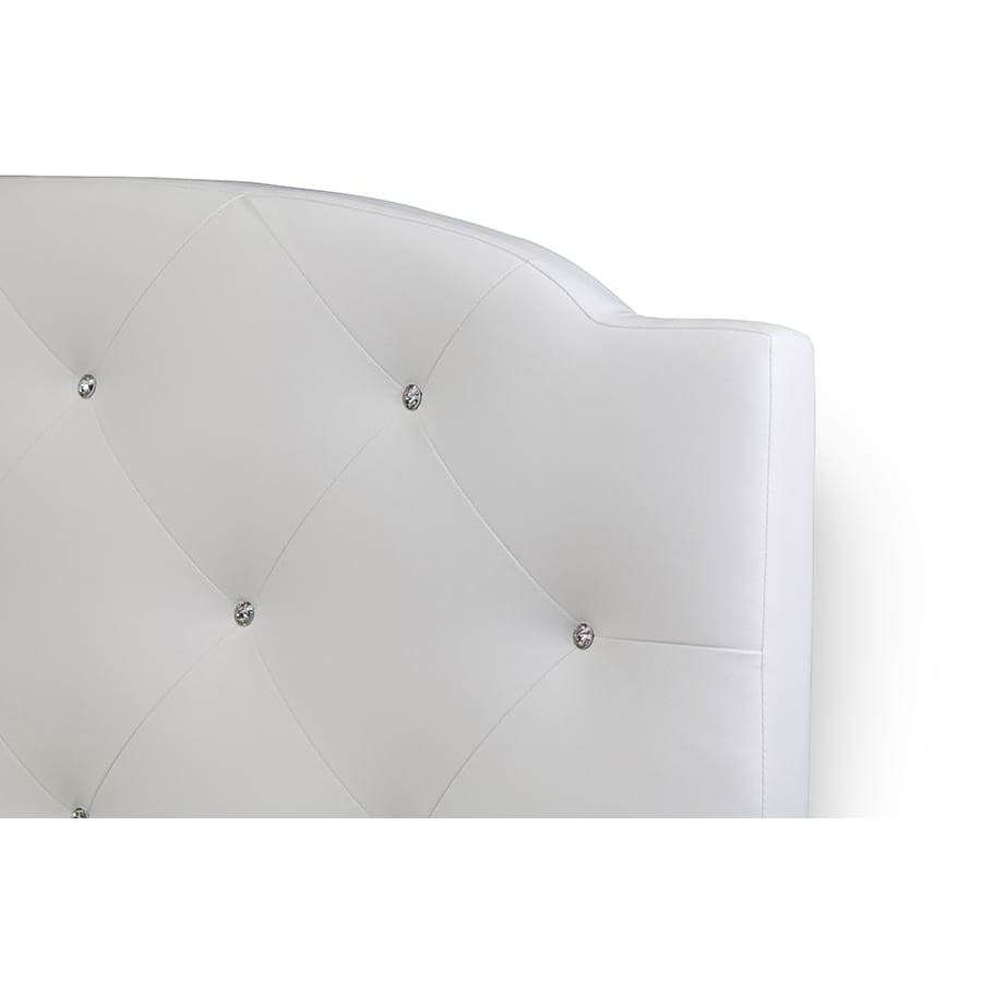 Baxton Studio Canterbury White Leather Contemporary Queen-Size Bed - Bedroom Furniture