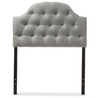 Baxton Studio Morris Modern and Contemporary Grey Fabric Upholstered Button-Tufted Scalloped Twin Size Headboard - Kids Room Furniture