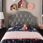 Baxton Studio Morris Modern and Contemporary Grey Fabric Upholstered Button-Tufted Scalloped Twin Size Headboard - Kids Room Furniture