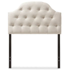 Baxton Studio Morris Modern and Contemporary Light Beige Fabric Upholstered Button-Tufted Scalloped Twin Size Headboard - Kids Room