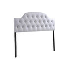 Baxton Studio Morris Modern and Contemporary Queen Size White Faux Leather Upholstered Button-tufted Scalloped Headboard - Bedroom Furniture