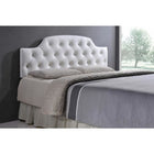 Baxton Studio Morris Modern and Contemporary Queen Size White Faux Leather Upholstered Button-tufted Scalloped Headboard - Bedroom Furniture