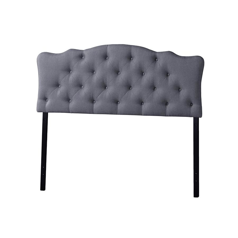 Baxton Studio Rita Modern and Contemporary Full Size Grey Fabric Upholstered Button-tufted Scalloped Headboard - Bedroom Furniture