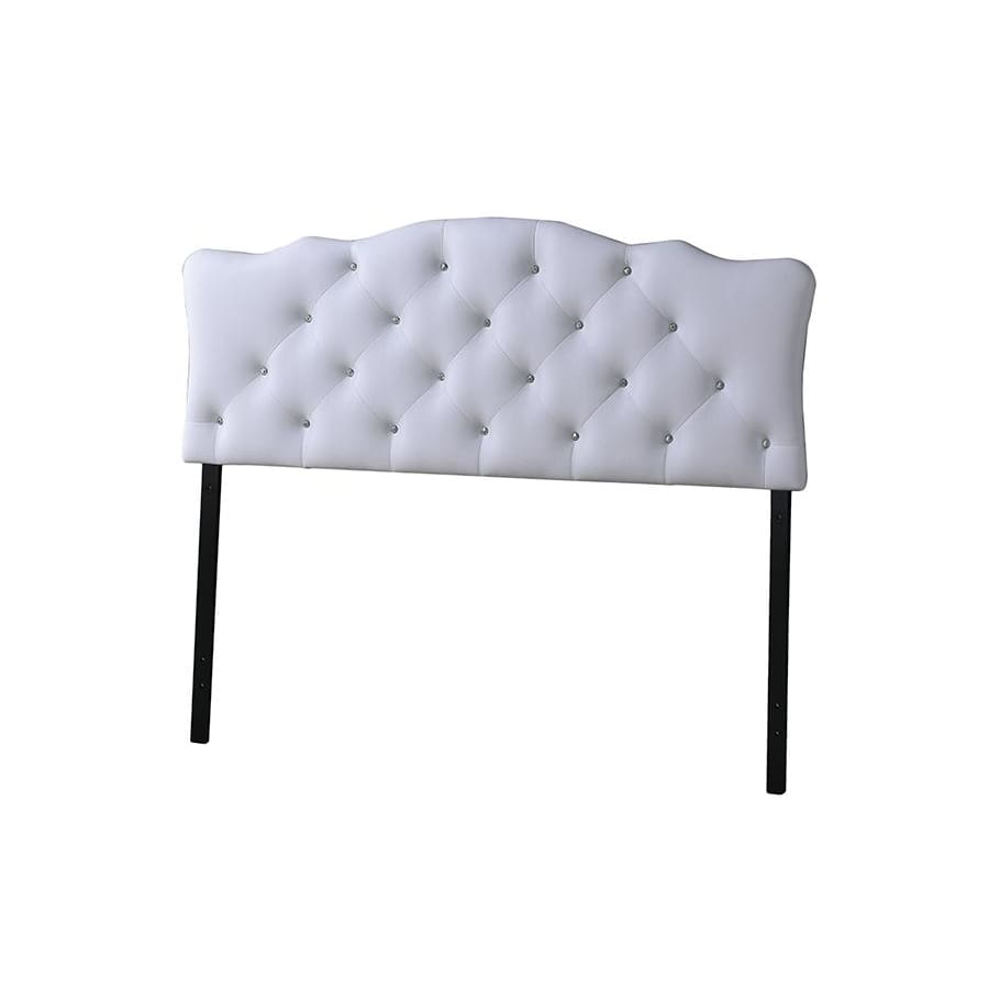 Baxton Studio Rita Modern and Contemporary Queen Size White Faux Leather Upholstered Button-tufted Scalloped Headboard - Bedroom Furniture