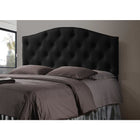 Baxton Studio Myra Modern and Contemporary Queen Size Black Faux Leather Upholstered Button-tufted Scalloped Headboard - Bedroom Furniture
