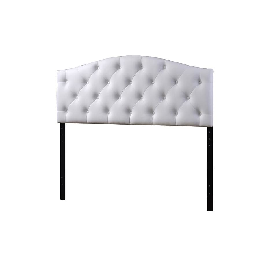 Baxton Studio Myra Modern and Contemporary Full Size White Faux Leather Upholstered Button-tufted Scalloped Headboard - Bedroom Furniture