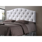 Baxton Studio Myra Modern and Contemporary Queen Size White Faux Leather Upholstered Button-tufted Scalloped Headboard - Bedroom Furniture
