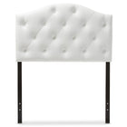 Baxton Studio Myra Modern and Contemporary White Faux Leather Upholstered Button-Tufted Scalloped Twin Size Headboard - Kids Room Furniture