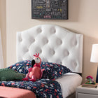 Baxton Studio Myra Modern and Contemporary White Faux Leather Upholstered Button-Tufted Scalloped Twin Size Headboard - Kids Room Furniture