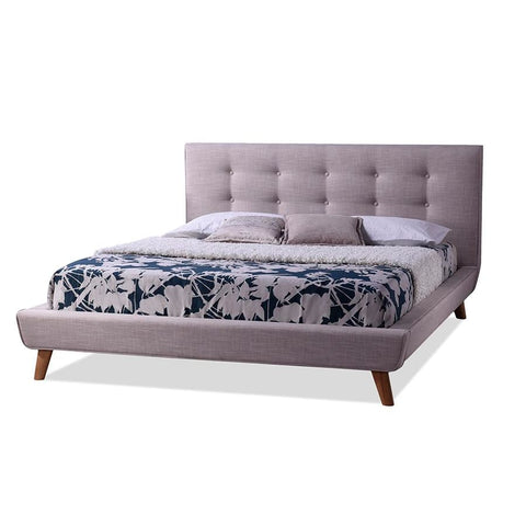 Baxton Studio Jonesy Scandinavian Style Mid-century Beige Fabric Upholstered Queen Size Platform Bed - Bedroom Furniture