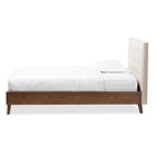 Baxton Studio Alinia Mid-century Retro Modern Light Beige Fabric Upholstered Walnut Wood Queen Size Platform Bed - Bedroom Furniture