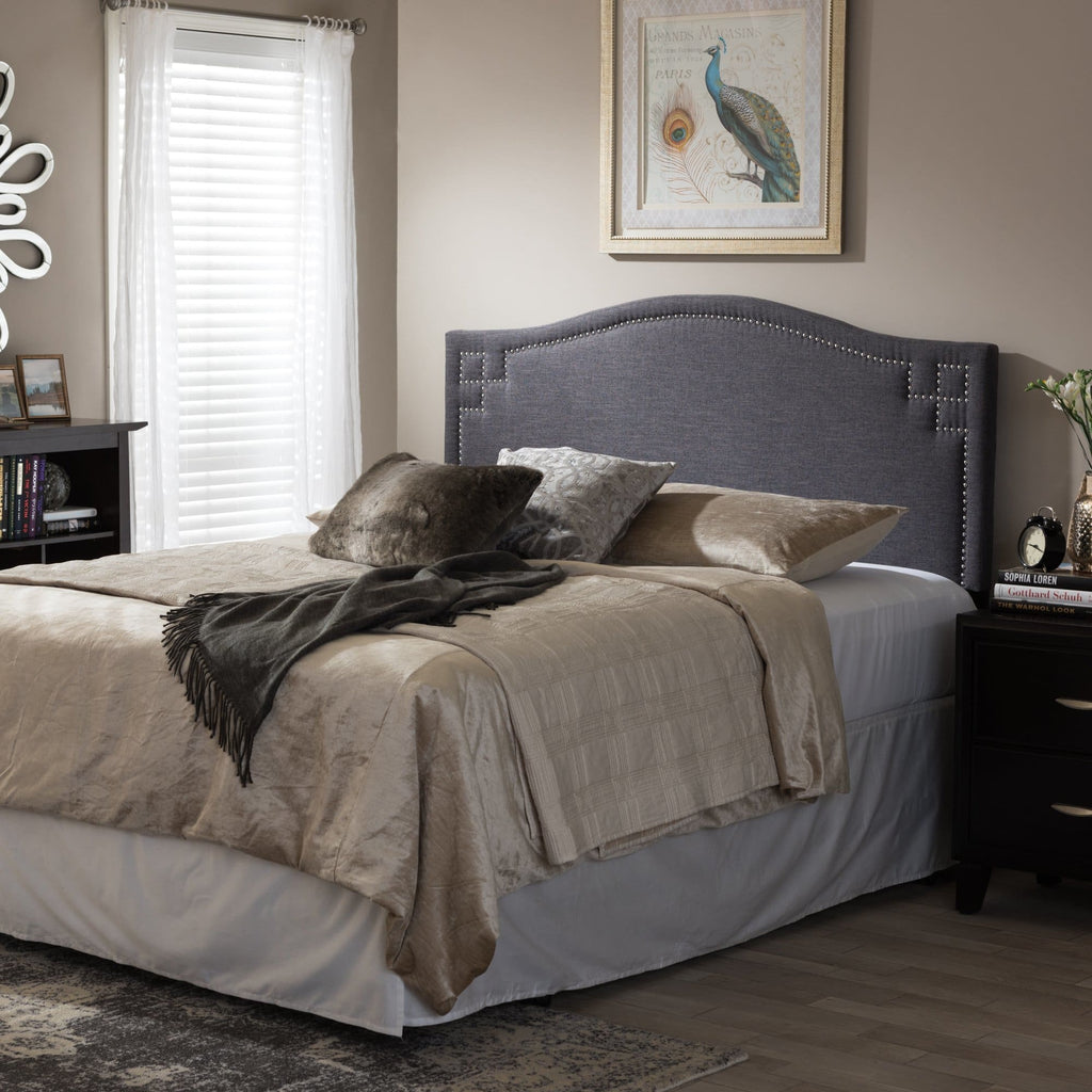 Baxton Studio Aubrey Modern and Contemporary Dark Grey Fabric Upholstered King Size Headboard - Bedroom Furniture