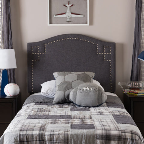 Baxton Studio Aubrey Modern and Contemporary Dark Grey Fabric Upholstered Twin Size Headboard - Kids Room Furniture