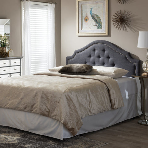 Baxton Studio Cora Modern and Contemporary Dark Grey Fabric Upholstered Full Size Headboard - Bedroom Furniture