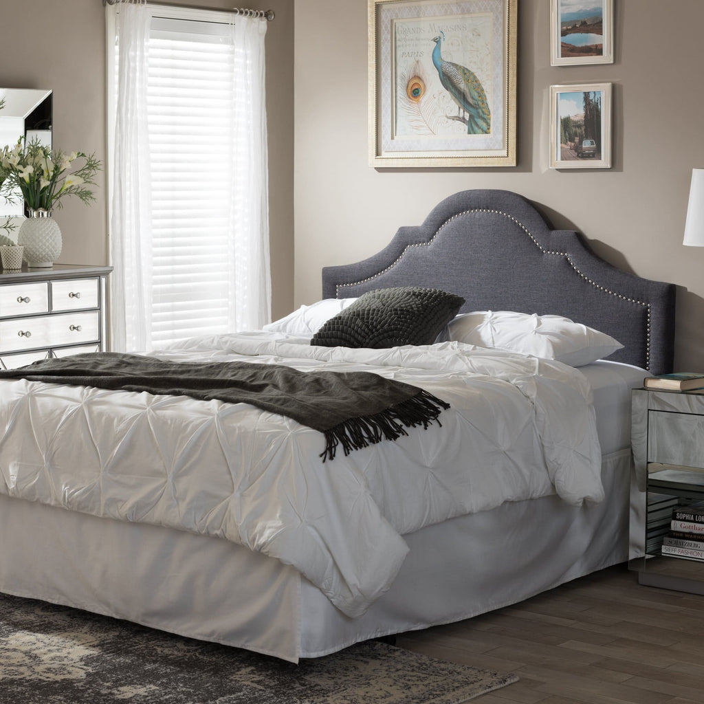 Baxton Studio Rita Modern and Contemporary Dark Grey Fabric Upholstered Full Size Headboard - Bedroom Furniture