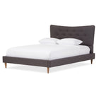 Baxton Studio Hannah Mid-Century Modern Dark Grey Fabric King Size Platform Bed - Bedroom Furniture