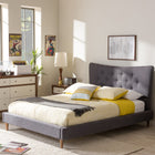 Baxton Studio Hannah Mid-Century Modern Dark Grey Fabric King Size Platform Bed - Bedroom Furniture