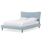 Baxton Studio Hannah Mid-Century Modern Sky Blue King Size Fabric Platform Bed - Bedroom Furniture