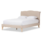 Baxton Studio Fannie French Classic Modern Style Beige Linen Fabric Full Size Platform Bed - Bedroom Furniture