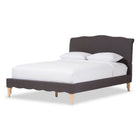 Baxton Studio Fannie French Classic Modern Style Dark Grey Polyester Fabric Queen Size Platform Bed - Bedroom Furniture