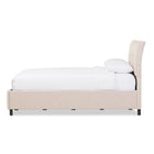 Baxton Studio Lea Modern and Contemporary Beige Mix-Linen Queen Size Storage Platform Bed - Bedroom Furniture