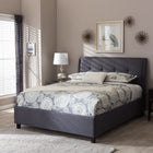 Baxton Studio Lea Modern and Contemporary Dark Grey Fabric Queen Size Storage Platform Bed - Bedroom Furniture