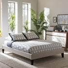 Baxton Studio Lancashire Modern and Contemporary Beige Linen Fabric Upholstered Full Size Bed Frame with Tapered Legs - Bedroom Furniture