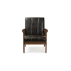 Baxton Studio Nikko Mid-century Modern Scandinavian Style Black Faux Leather Wooden Lounge Chair - Living Room Furniture