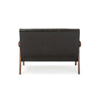 Baxton Studio Nikko Mid-century Modern Scandinavian Style Black Faux Leather Wooden 2-Seater Loveseat - Living Room Furniture