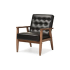 Baxton Studio Sorrento Mid-century Retro Modern Black Faux Leather Upholstered Wooden Lounge Chair - Living Room Furniture