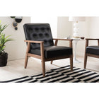Baxton Studio Sorrento Mid-century Retro Modern Black Faux Leather Upholstered Wooden Lounge Chair - Living Room Furniture