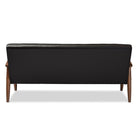 Baxton Studio Sorrento Mid-century Retro Modern Black Faux Leather Upholstered Wooden 3-seater Sofa - Living Room Furniture
