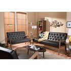 Baxton Studio Sorrento Mid-century Retro Modern Brown Faux Leather Upholstered Wooden 3 Piece Living room Set - Living Room Furniture