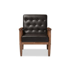 Baxton Studio Sorrento Mid-century Retro Modern Brown Faux Leather Upholstered Wooden Lounge Chair - Living Room Furniture