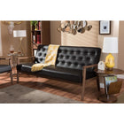 Baxton Studio Sorrento Mid-century Retro Modern Brown Faux Leather Upholstered Wooden 3-seater Sofa - Living Room Furniture