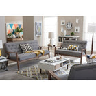 Baxton Studio Sorrento Mid-century Retro Modern Grey Fabric Upholstered Wooden 3 Piece Living room Set - Living Room Furniture