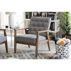 Baxton Studio Sorrento Mid-century Retro Modern Grey Fabric Upholstered Wooden Lounge Chair - Living Room Furniture