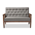 Baxton Studio Sorrento Mid-century Retro Modern Grey Fabric Upholstered Wooden 2-seater Loveseat - Living Room Furniture
