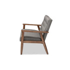 Baxton Studio Sorrento Mid-century Retro Modern Grey Fabric Upholstered Wooden 2-seater Loveseat - Living Room Furniture