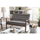 Baxton Studio Sorrento Mid-century Retro Modern Grey Fabric Upholstered Wooden 2-seater Loveseat - Living Room Furniture