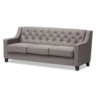 Baxton Studio Arcadia Modern and Contemporary Grey Fabric Upholstered Button-Tufted Living Room 3-Seater Sofa - Living Room Furniture