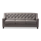 Baxton Studio Arcadia Modern and Contemporary Grey Fabric Upholstered Button-Tufted Living Room 3-Seater Sofa - Living Room Furniture