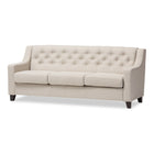 Baxton Studio Arcadia Modern and Contemporary Light Beige Fabric Upholstered Button-Tufted Living Room 3-Seater Sofa - Living Room Furniture