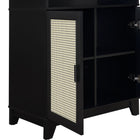 Manhattan Comfort Sheridan Modern Cane Bookcase with Adjustable Shelves in Black
