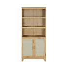Manhattan Comfort Sheridan Modern Cane Bookcase with Adjustable Shelves in Nature