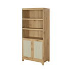 Manhattan Comfort Sheridan Modern Cane Bookcase with Adjustable Shelves in Nature-Modern Room Deco