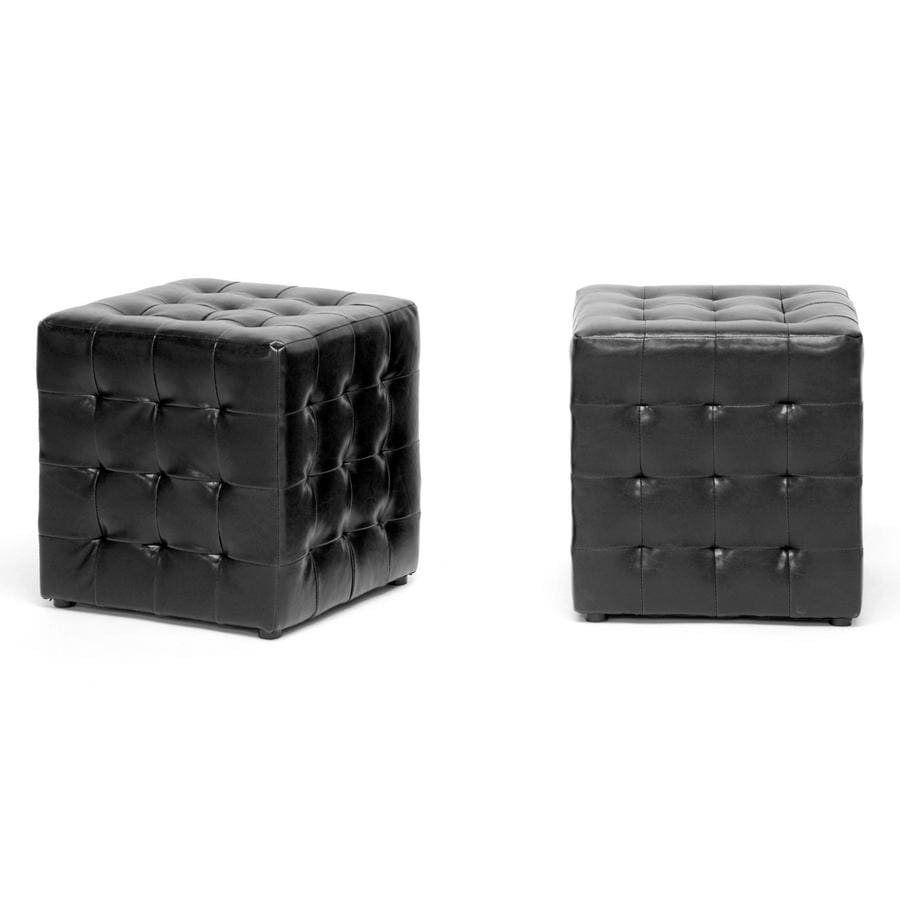 Baxton Studio Siskal Black Modern Cube Ottoman - Living Room Furniture