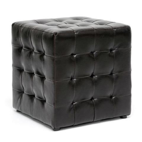 Baxton Studio Siskal Dark Brown Modern Cube Ottoman - Living Room Furniture